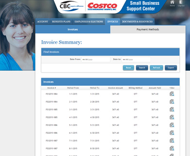 Consolidated billing platform on a laptop
