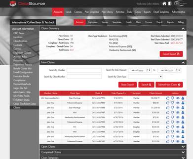 Employer managing a flexible billing dashboard